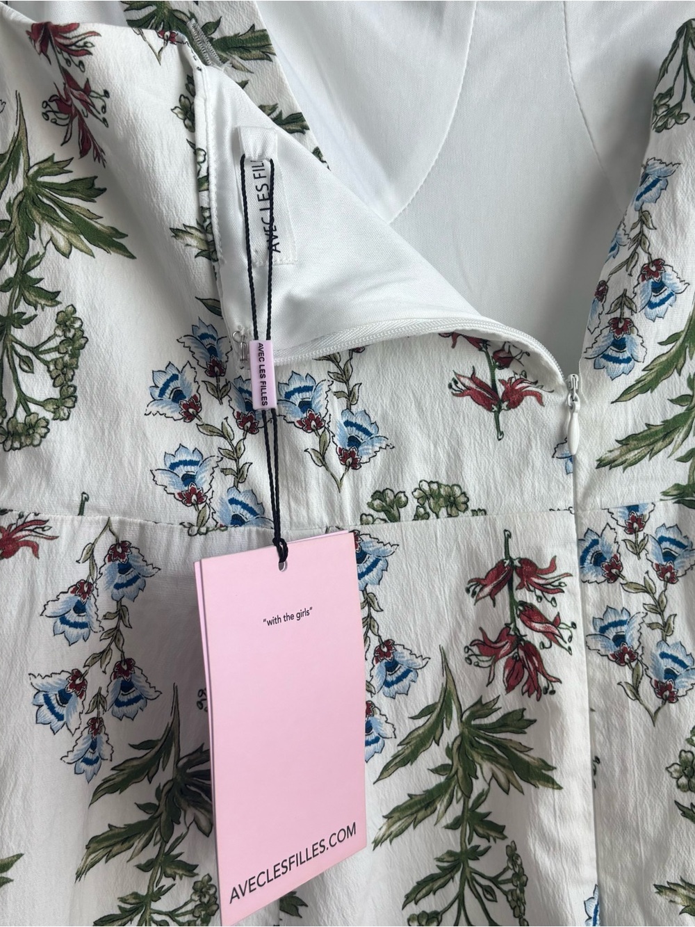 NWT Avec Les Filles White Maxi Bustier Cotton Dress Pastel Floral Print Feminine - Picture 7 of 10